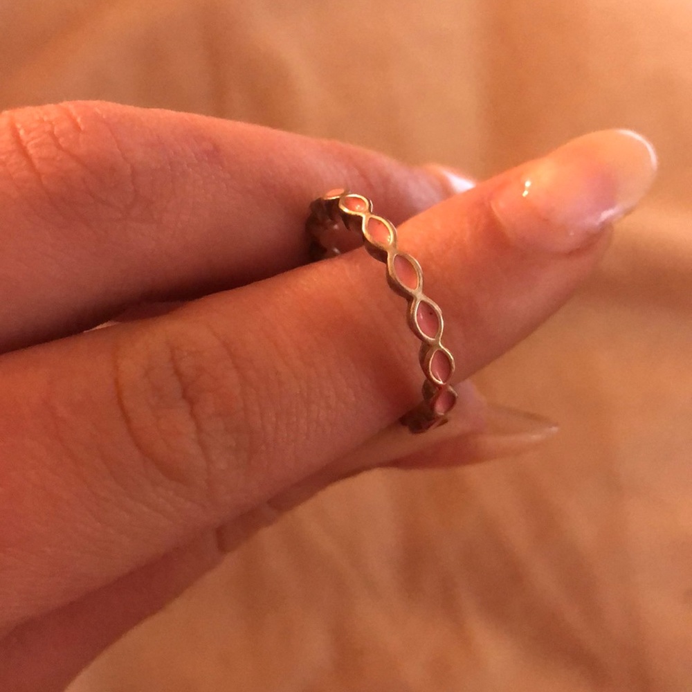 Pandora Pink enamel band ring for stacking
